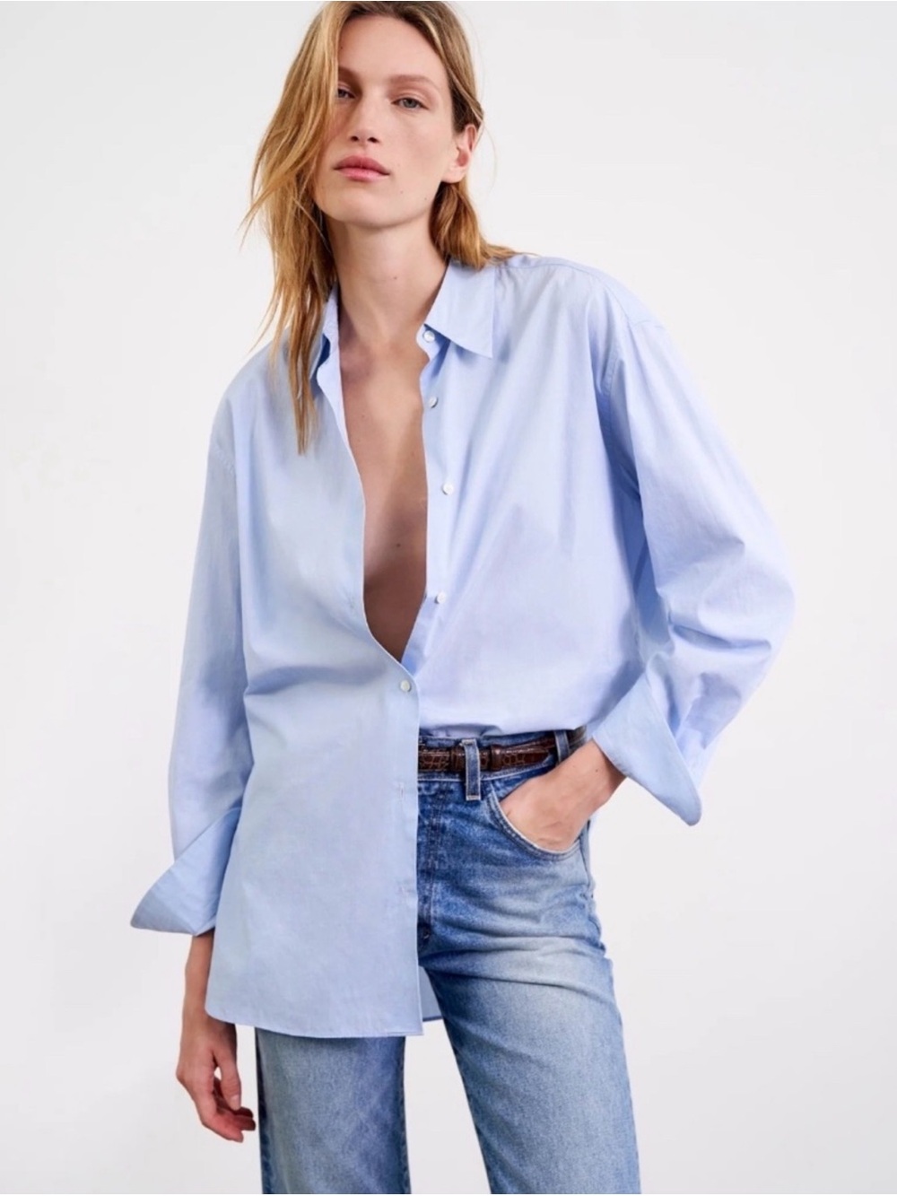 Nilli Lotan Yorke Cotton Crisp Button Down Preppy Old Money Shirt Light Blue XS